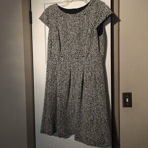 AB Studio Dress, Size 16, Black & White Herringbone
